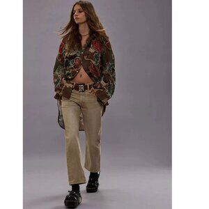 R13 Drop Neck Flower Patch Camouflage Print Shirt